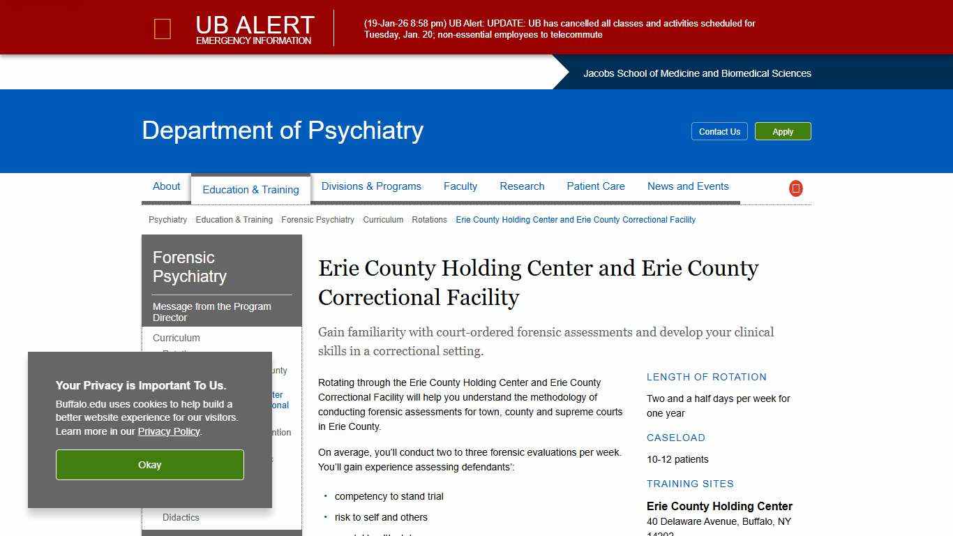 Erie County Holding Center and Erie County Correctional Facility - Jacobs School of Medicine and Biomedical Sciences - University at Buffalo